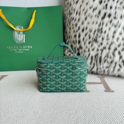 Replica di lusso Borsa per il trucco Goyard Nano Muse Vanity Verde Imitazioni Cloni Borsa per il trucco Goyard Nano Muse Vanity Verde firmate