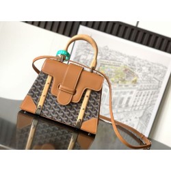 Borsa a mano strutturata Goyard Saigon PM marrone