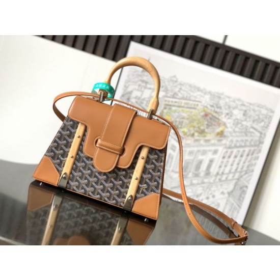Borsa a mano strutturata Goyard Saigon PM marrone