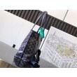 Borsa tote Goyard Anjou Saint Louis Mini tela goyardine/pelle di vitello blu navy