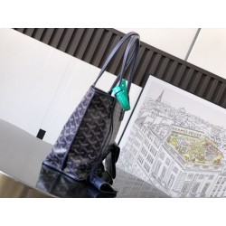Borsa tote Goyard Anjou Saint Louis Mini tela goyardine/pelle di vitello blu navy
