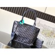 Borsa tote Goyard Anjou Saint Louis Mini tela goyardine/pelle di vitello blu navy