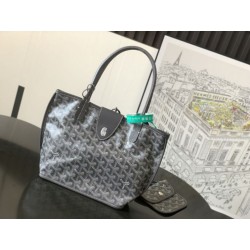 Borsa tote Goyard Anjou Saint Louis Mini tela goyardine/pelle di vitello grigia