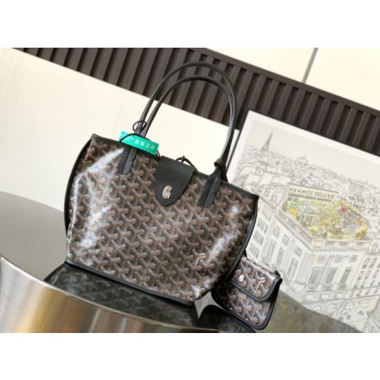 Borse Replica tote Goyard Anjou Saint Louis Mini tela goyardine/pelle di vitello nera