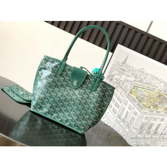 Borsa Replica 1:1 tote Goyard Anjou Saint Louis Mini tela goyardine/pelle di vitello Verde