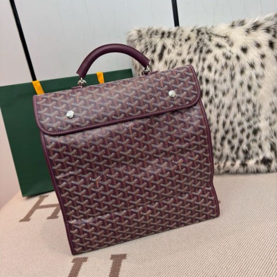 Zaino morbido Goyard Saint Léger in tela Goyardine Borgogna