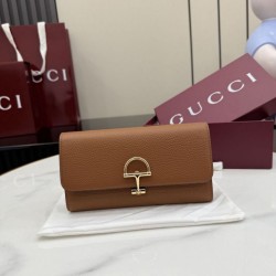 Cloni Portafoglio continentale Gucci Half Horsebit 848791 Marrone firmate