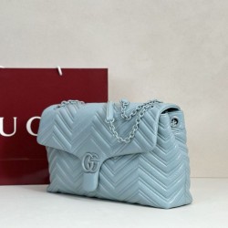 Replica di lusso Borsa a tracolla grande Gucci GG Marmont 850659 Blu Imitazioni Cloni Borsa a tracolla grande Gucci GG Marmont 850659 Blu firmate
