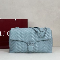 Cloni Borsa a tracolla grande Gucci GG Marmont 850659 Blu firmate