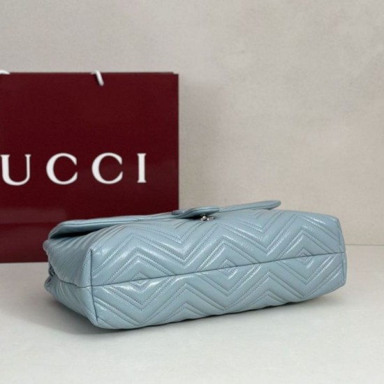 Replica di lusso Borsa a tracolla grande Gucci GG Marmont 850659 Blu Imitazioni Cloni Borsa a tracolla grande Gucci GG Marmont 850659 Blu firmate