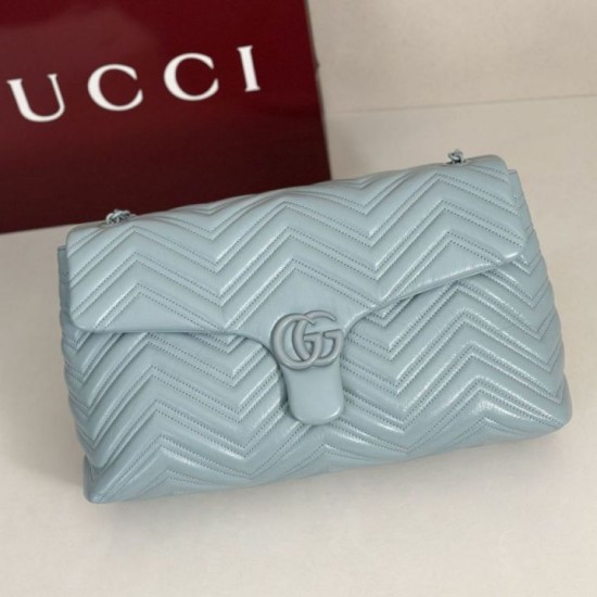 Replica di lusso Borsa a tracolla grande Gucci GG Marmont 850659 Blu Imitazioni Cloni Borsa a tracolla grande Gucci GG Marmont 850659 Blu firmate