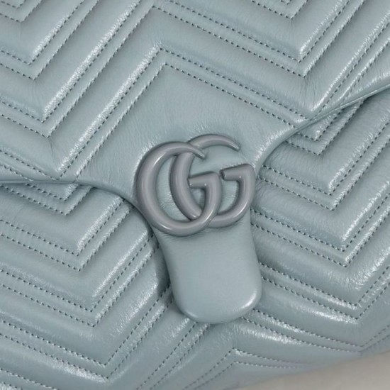 Replica di lusso Borsa a tracolla grande Gucci GG Marmont 850659 Blu Imitazioni Cloni Borsa a tracolla grande Gucci GG Marmont 850659 Blu firmate