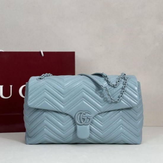 Replica di lusso Borsa a tracolla grande Gucci GG Marmont 850659 Blu Imitazioni Cloni Borsa a tracolla grande Gucci GG Marmont 850659 Blu firmate