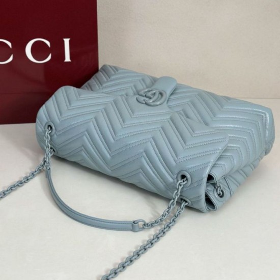 Replica di lusso Borsa a tracolla grande Gucci GG Marmont 850659 Blu Imitazioni Cloni Borsa a tracolla grande Gucci GG Marmont 850659 Blu firmate
