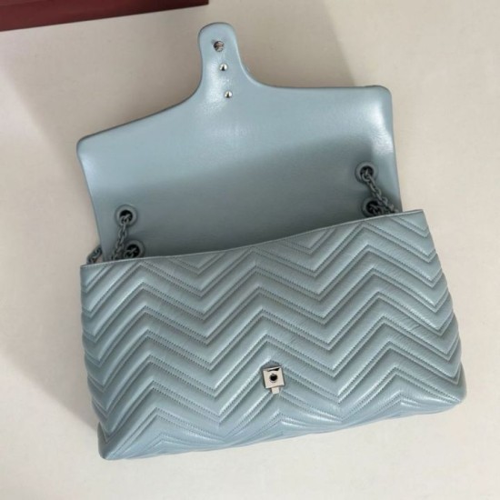 Replica di lusso Borsa a tracolla grande Gucci GG Marmont 850659 Blu Imitazioni Cloni Borsa a tracolla grande Gucci GG Marmont 850659 Blu firmate