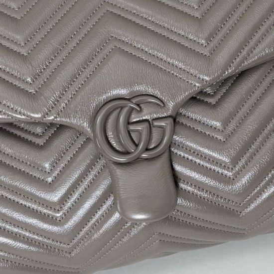 Replica di lusso Borsa a tracolla grande Gucci GG Marmont 850659 Grigio Imitazioni Cloni Borsa a tracolla grande Gucci GG Marmont 850659 Grigio firmate