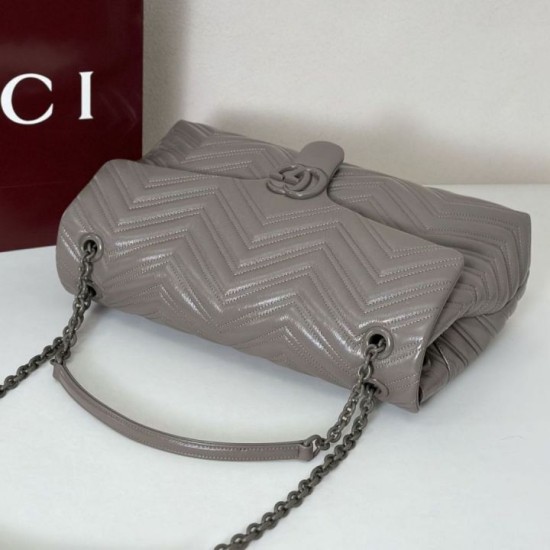 Replica di lusso Borsa a tracolla grande Gucci GG Marmont 850659 Grigio Imitazioni Cloni Borsa a tracolla grande Gucci GG Marmont 850659 Grigio firmate
