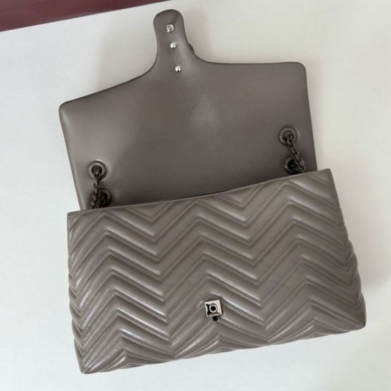 Replica di lusso Borsa a tracolla grande Gucci GG Marmont 850659 Grigio Imitazioni Cloni Borsa a tracolla grande Gucci GG Marmont 850659 Grigio firmate