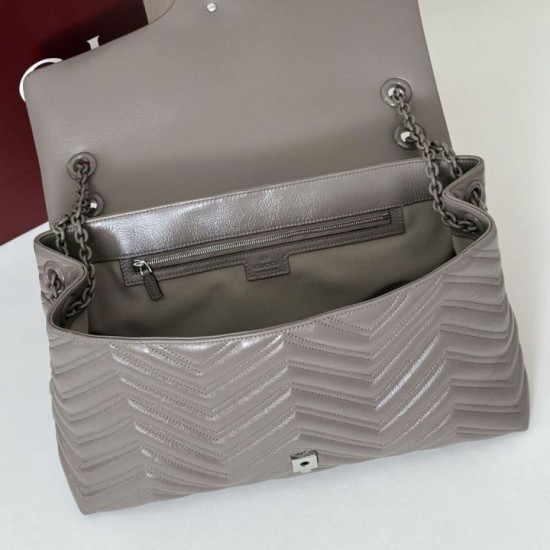 Replica di lusso Borsa a tracolla grande Gucci GG Marmont 850659 Grigio Imitazioni Cloni Borsa a tracolla grande Gucci GG Marmont 850659 Grigio firmate