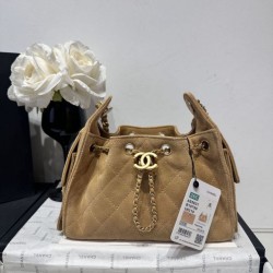 Cloni Borsa a mano Chanel 25 Mini trapuntata AS5631 scamosciata marrone firmate