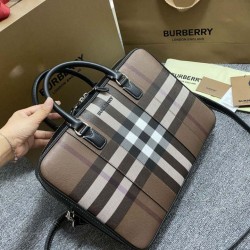 Replica di lusso Borsa da lavoro Burberry Ainsworth Check in betulla scura marrone Imitazioni Cloni Borsa da lavoro Burberry Ainsworth Check in betulla scura marrone firmate