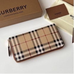 Replica di lusso Portafoglio con cerniera Burberry Vintage Check E-canvas Imitazioni Cloni Portafoglio con cerniera Burberry Vintage Check E-canvas firmate