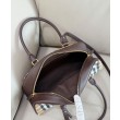Borsa a mano Burberry Canvas Highlands Bowling, colore caffè scuro