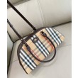 Borsa a mano Burberry Canvas Highlands Bowling, colore caffè scuro