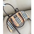 Borsa a mano Burberry Canvas Highlands Bowling, colore caffè scuro