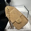 Borsa a mano Chanel 25 Mini trapuntata AS5631 scamosciata marrone