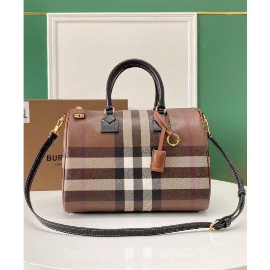 Borsa bowling media Burberry Check marrone