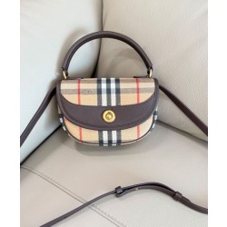 Borsa Burberry Mini Highlands caffè scuro