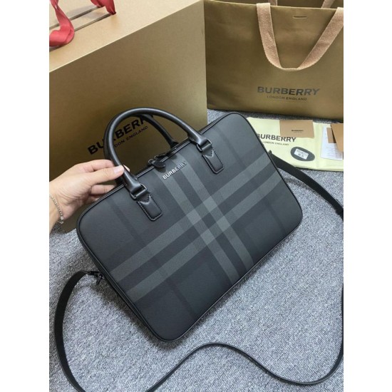 Borse Replica Alta Qualità da lavoro Burberry Ainsworth Check in betulla scura Blu
