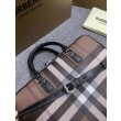 Borsa da lavoro Burberry Ainsworth Check in betulla scura marrone