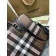 Borsa da lavoro Burberry Ainsworth Check in betulla scura marrone