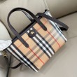 Borsa tote Burberry Mini Reversible Bloomsbury Check nera/marrone