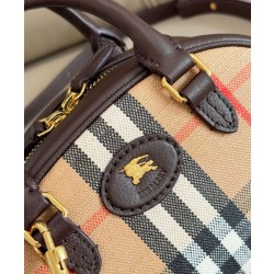 Borse Imitazioni tote mini Burberry Highlands Burberry Check caffè scuro