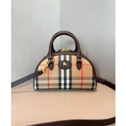 Borse Imitazioni tote mini Burberry Highlands Burberry Check caffè scuro