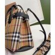 Borsa tote piccola Burberry Banner Vintage Check nera