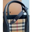 Borsa tote piccola Burberry Banner Vintage Check nera