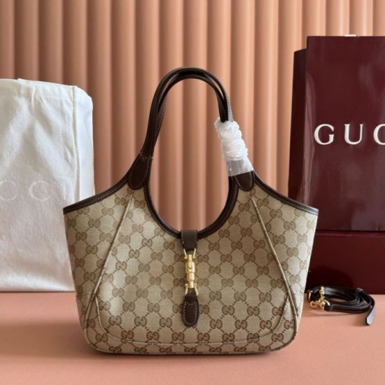 Borsa tote piccola Gucci Mercato 866646 tela GG marrone