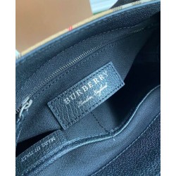 Borsa tote piccola Burberry Banner Vintage Check nera