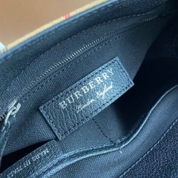 Replica di lusso Borsa tote piccola Burberry Banner Vintage Check nera Imitazioni Cloni Borsa tote piccola Burberry Banner Vintage Check nera firmate