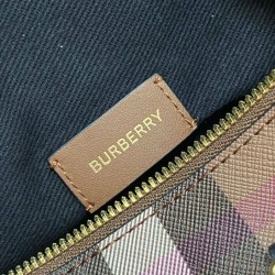 Replica di lusso Borsa bowling media Burberry Check marrone Imitazioni Cloni Borsa bowling media Burberry Check marrone firmate