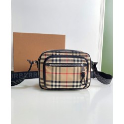 Borsa a tracolla Burberry Vintage Check color albicocca