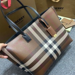 Cloni Borsa tote a quadri Burberry caffè scuro firmate