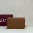 Alta gamma replica imitazione Portafoglio Gucci Half Horsebit con catena 855654 Marrone