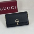 Qualità superiore replica Portafoglio Gucci Half Horsebit con catena 855654 Nero