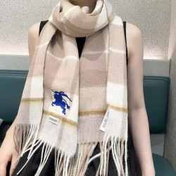 Cloni Sciarpa Cashmere Burberry Equestrian Knight Check 32 x 180 beige firmate