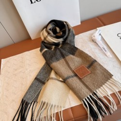 Cloni Sciarpa Loewe double-face cashmere con motivo a scacchi 30 x 180 firmate